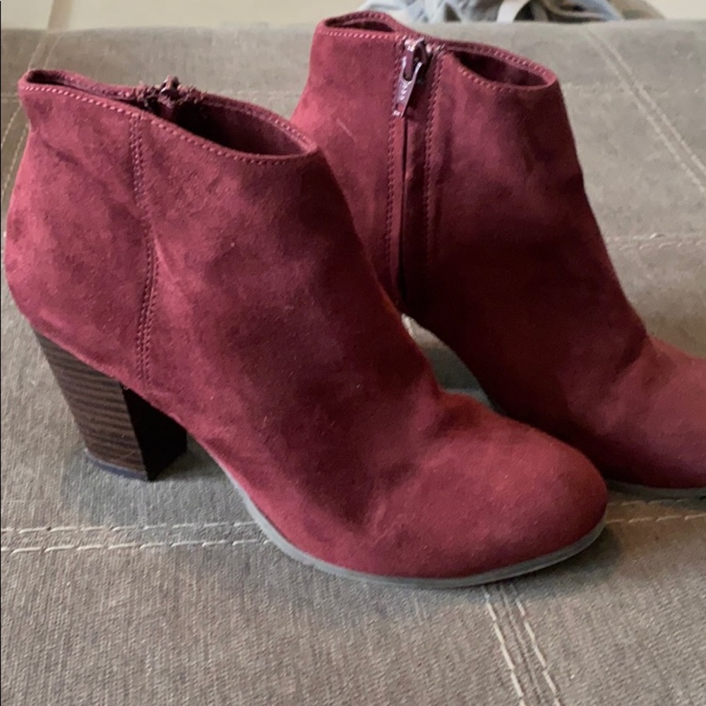 Maroon Suede Booties